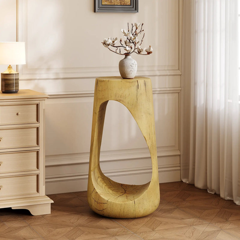 Hollow Design End Table with Wood Like Texture, and Natural Color by BLAKHOM