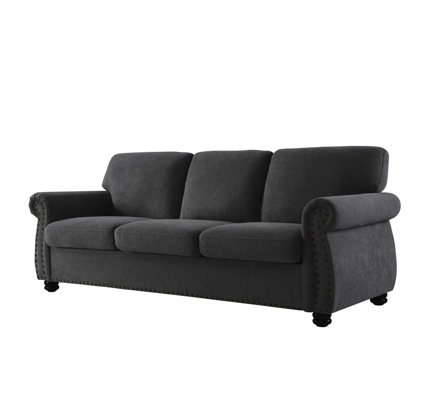 Soft Sofa, Upholstered 3 Seater Couch With High Density Foam, Loose Back Cushions And Turned Legs by Unique Piece Furniture