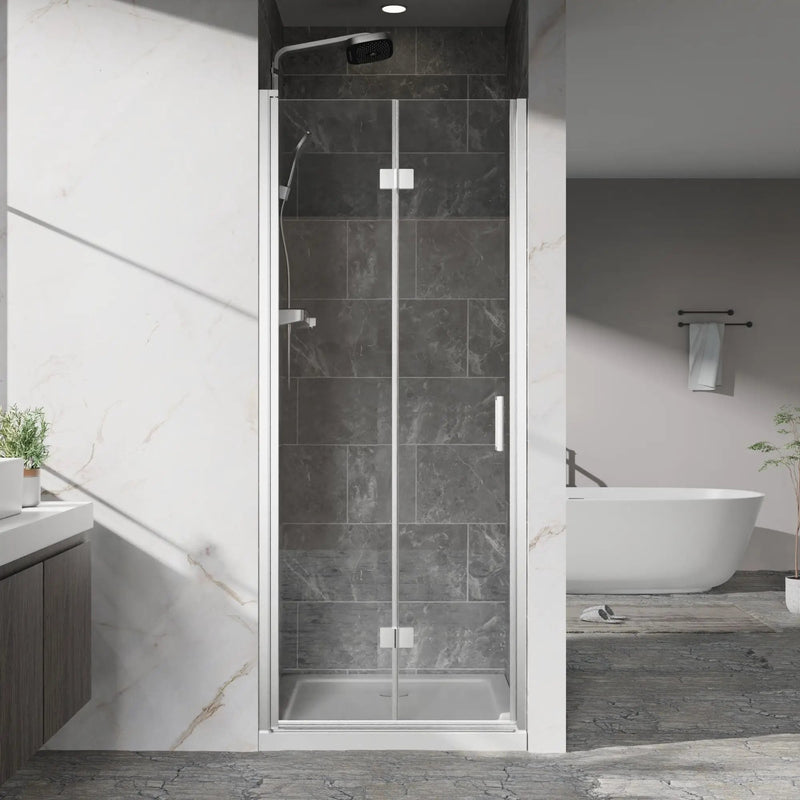 Bifold Frameless Shower Door With Tempered Clear Glass by HouseOfZazla