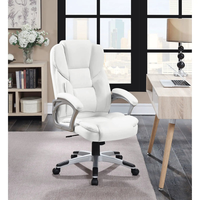 Kaffir - Upholstered Adjustable Home Office Desk Chair With Ergonomic Support And Smooth Swivel - White by HouseOfZazla
