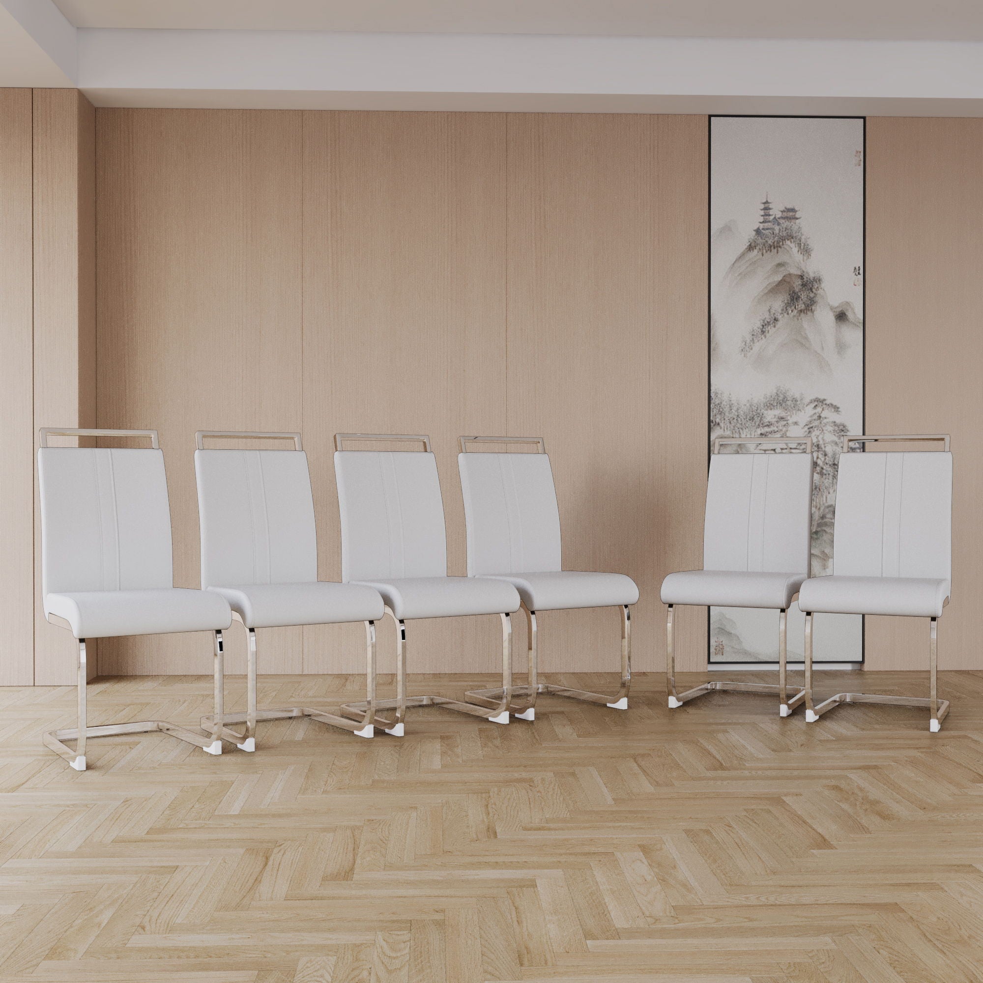 Modern Dining Chairs With Padded Seat, High Back