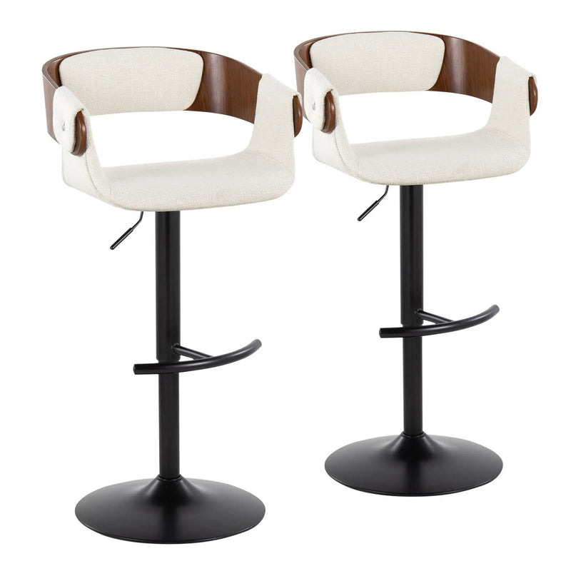 Elisa - Mid Century Modern Adjustable Barstool With Swivel & Rounded T Footrest (Set of 2) by Unique Piece Furniture