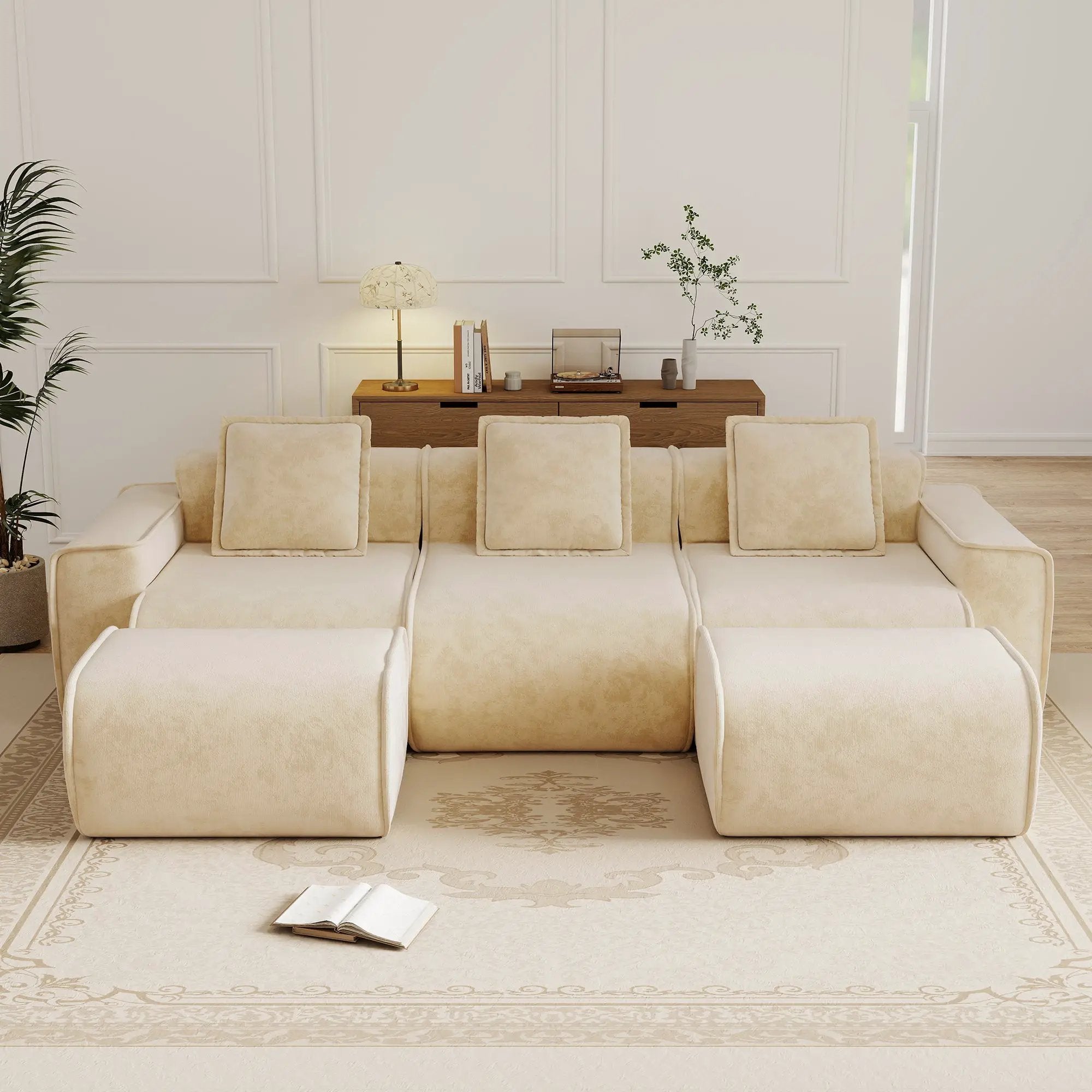 Streamlined Design Modular 3 Seat U Shape Sectional Sofa by HouseOfZazla