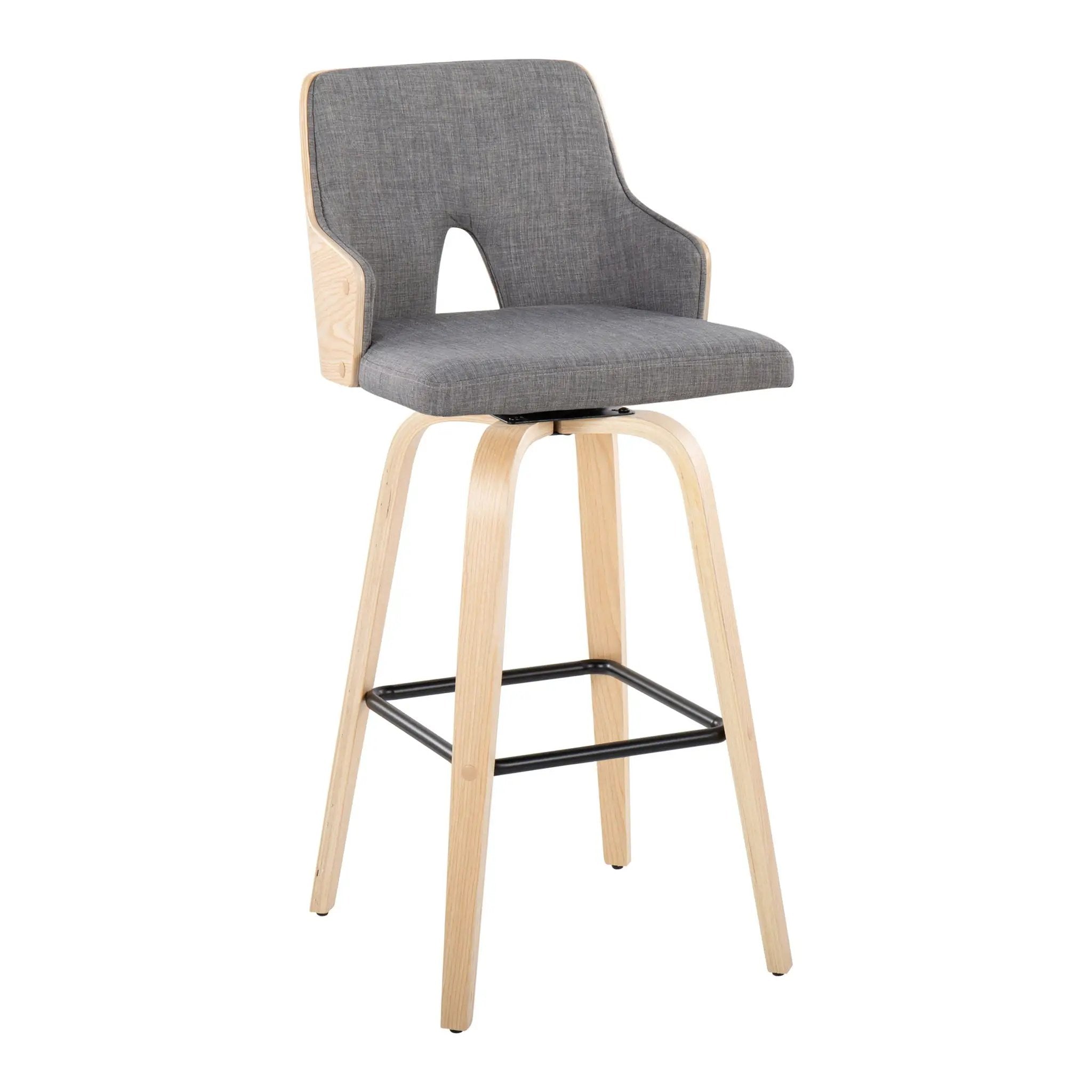 Stella - Contemporary Fixed Height Barstool With Swivel Square Footrest (Set of 2) by Unique Piece Furniture