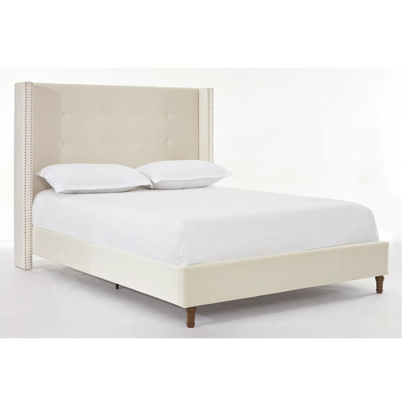 Peyton - Upholstered Bed With 54" High Headboard, Traditional Hand Buttoned Tufting by HouseOfZazla