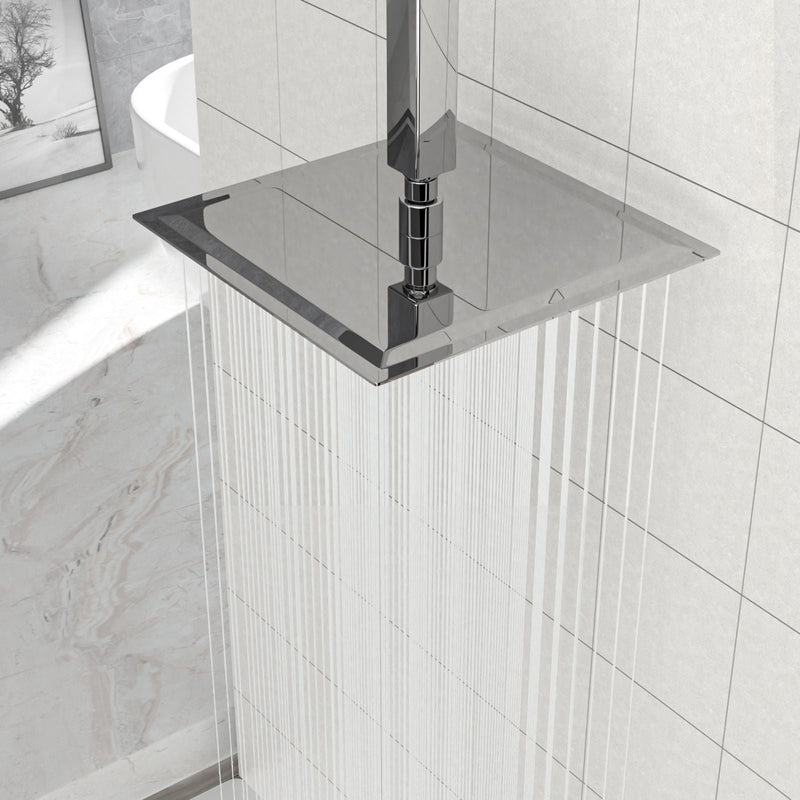 Modern 10" Square Rainfall Shower Head & Stainless Steel Wall Or Ceiling Mount Luxury Spa Shower Panel by HouseOfZazla