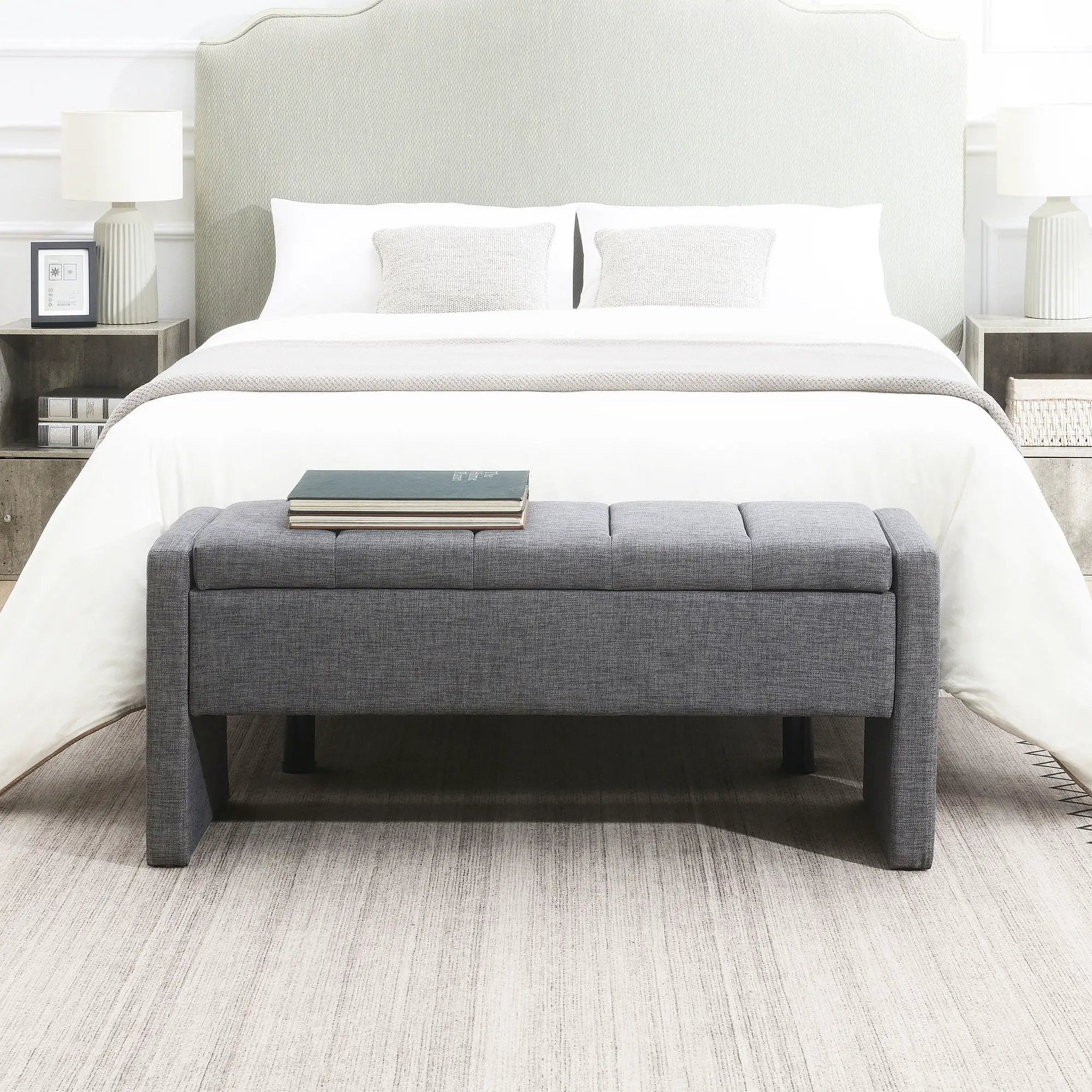 Modern Upholstered Large Bed End Bench With Storage by Unique Piece Furniture