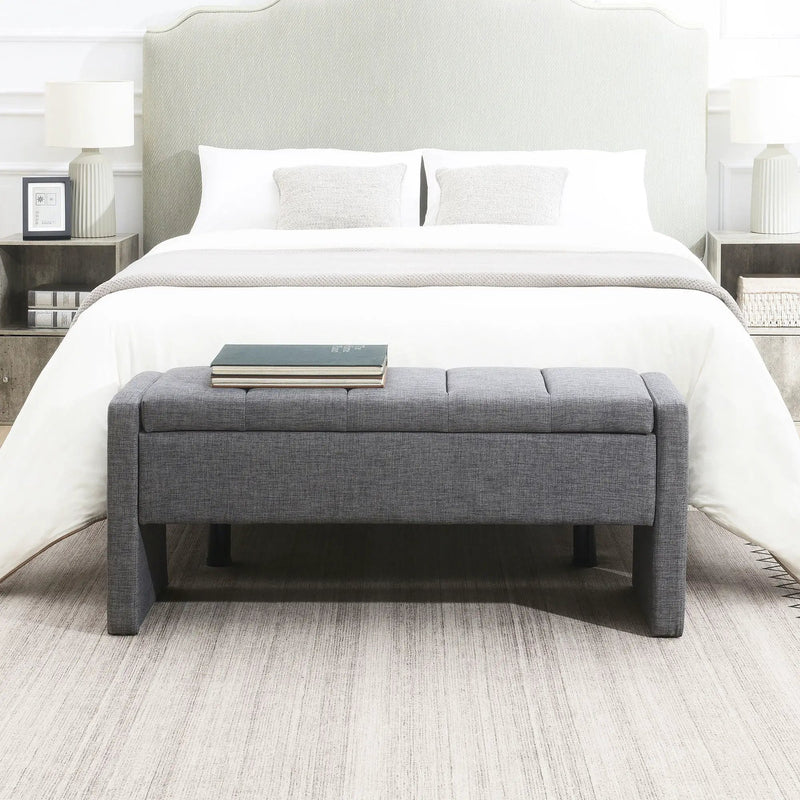 Modern Upholstered Large Bed End Bench With Storage by Unique Piece Furniture