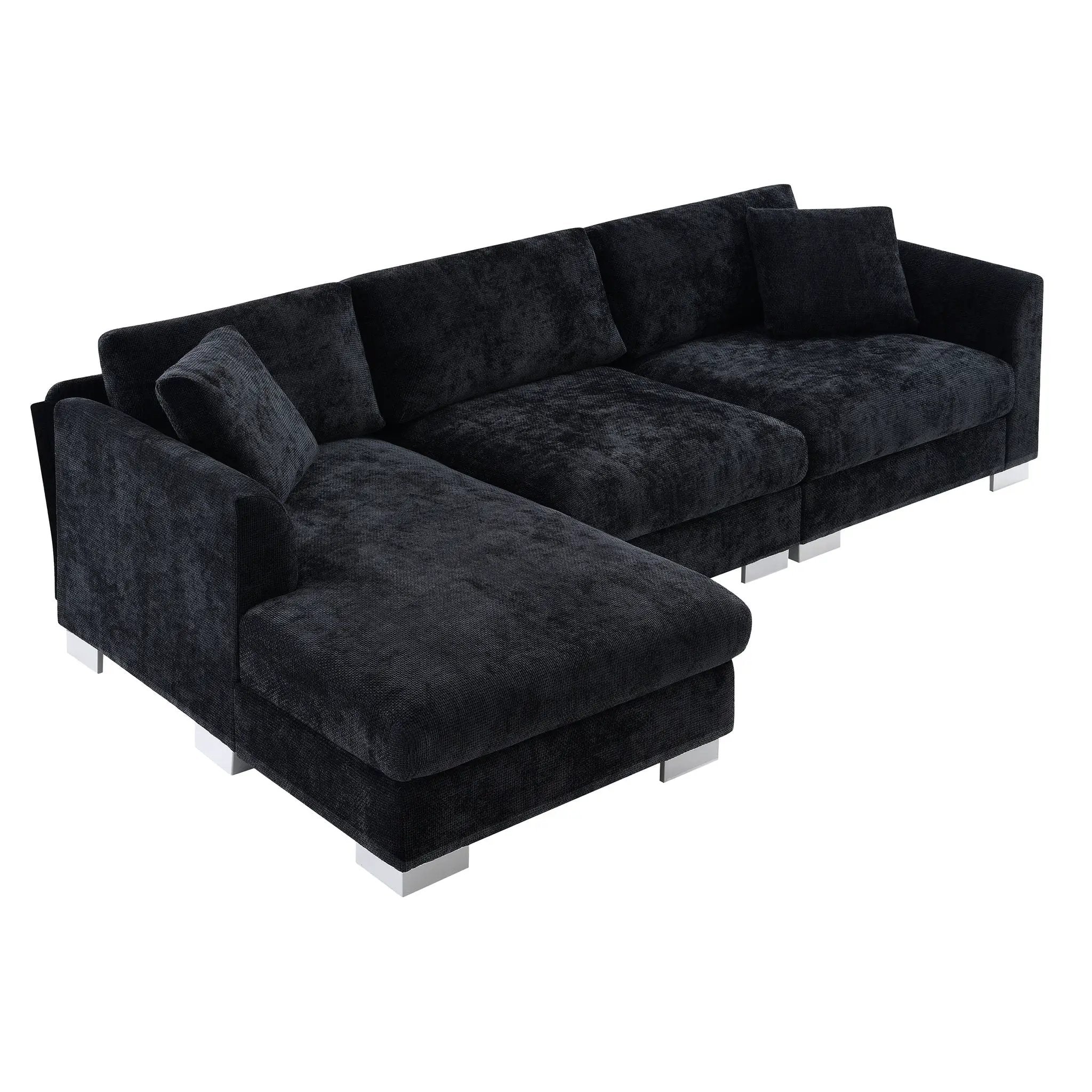 Modern Cloud Sectional Sofa L Shaped Luxury Couch Set With 2 Free Pillows 4 Seat With Oversized Chaise by HouseOfZazla