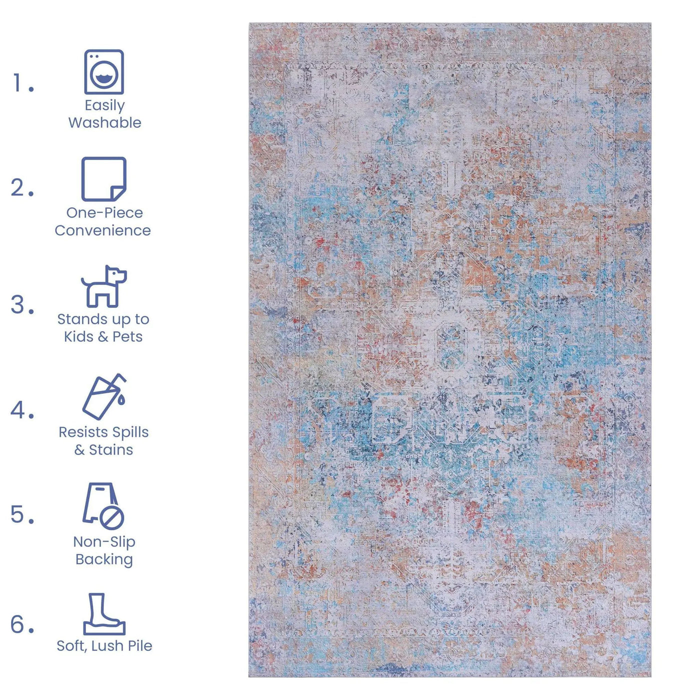 Maval - Area Rug Washable by HouseOfZazla