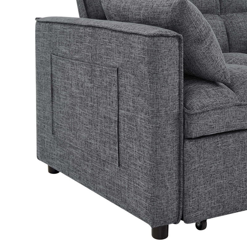 Sienna - Tufted Convertible Sleeper Sofa With Chaise - Gray by HouseOfZazla