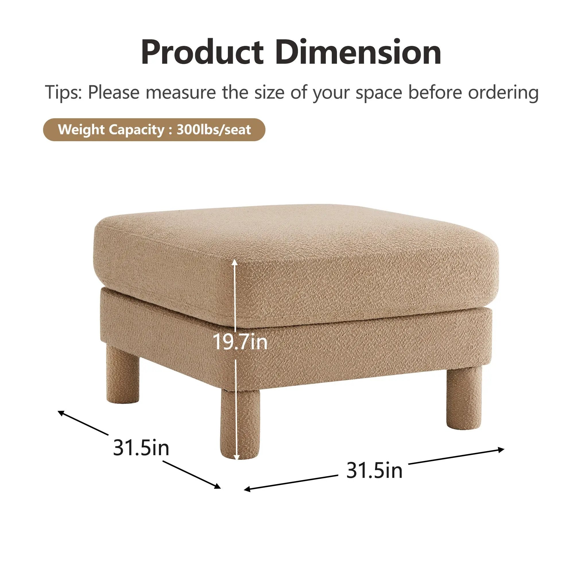 Coffee Ottoman with Boucle Fabric by HouseOfZazla