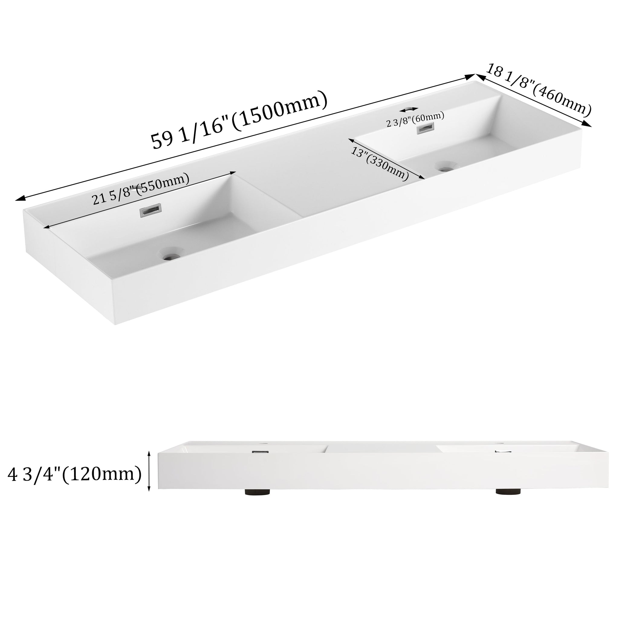 60 Inch Bathroom Resin Sink by HouseOfZazla