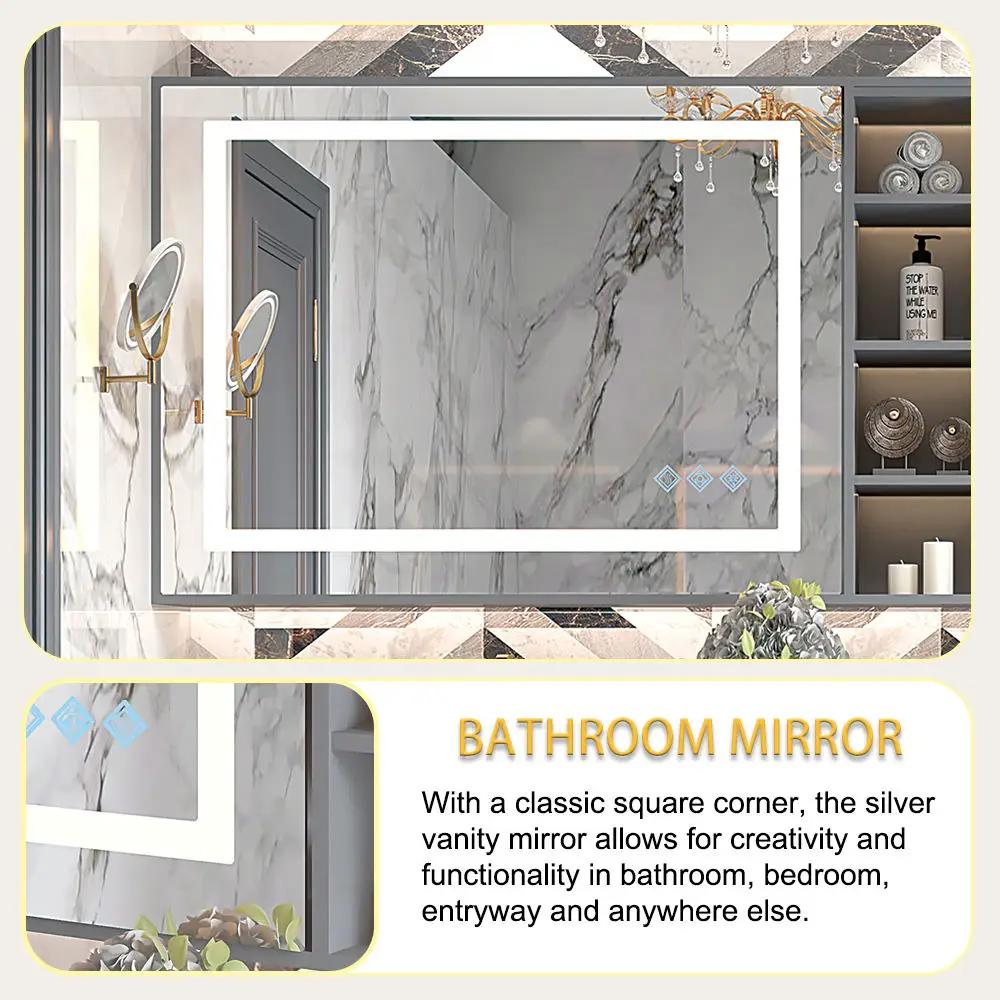 3000-6000K LED Bathroom Mirror With Lights, Anti-Fog Dimmable Lighted Wall Mounted Vanity Mirror Master Bath Modern Makeup (Only Mirrors, Not Cabinets) Horizontal & Vertical by HouseOfZazla