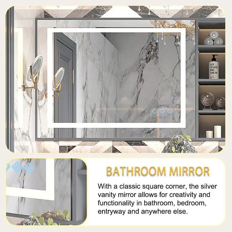 3000-6000K LED Bathroom Mirror With Lights, Anti-Fog Dimmable Lighted Wall Mounted Vanity Mirror Master Bath Modern Makeup (Only Mirrors, Not Cabinets) Horizontal & Vertical by HouseOfZazla