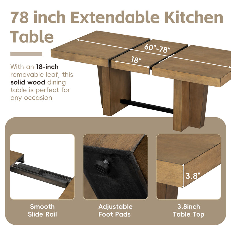 TOPMAX Farmhouse Extendable Wood Dining Table Set for 6 by HouseOfZazla