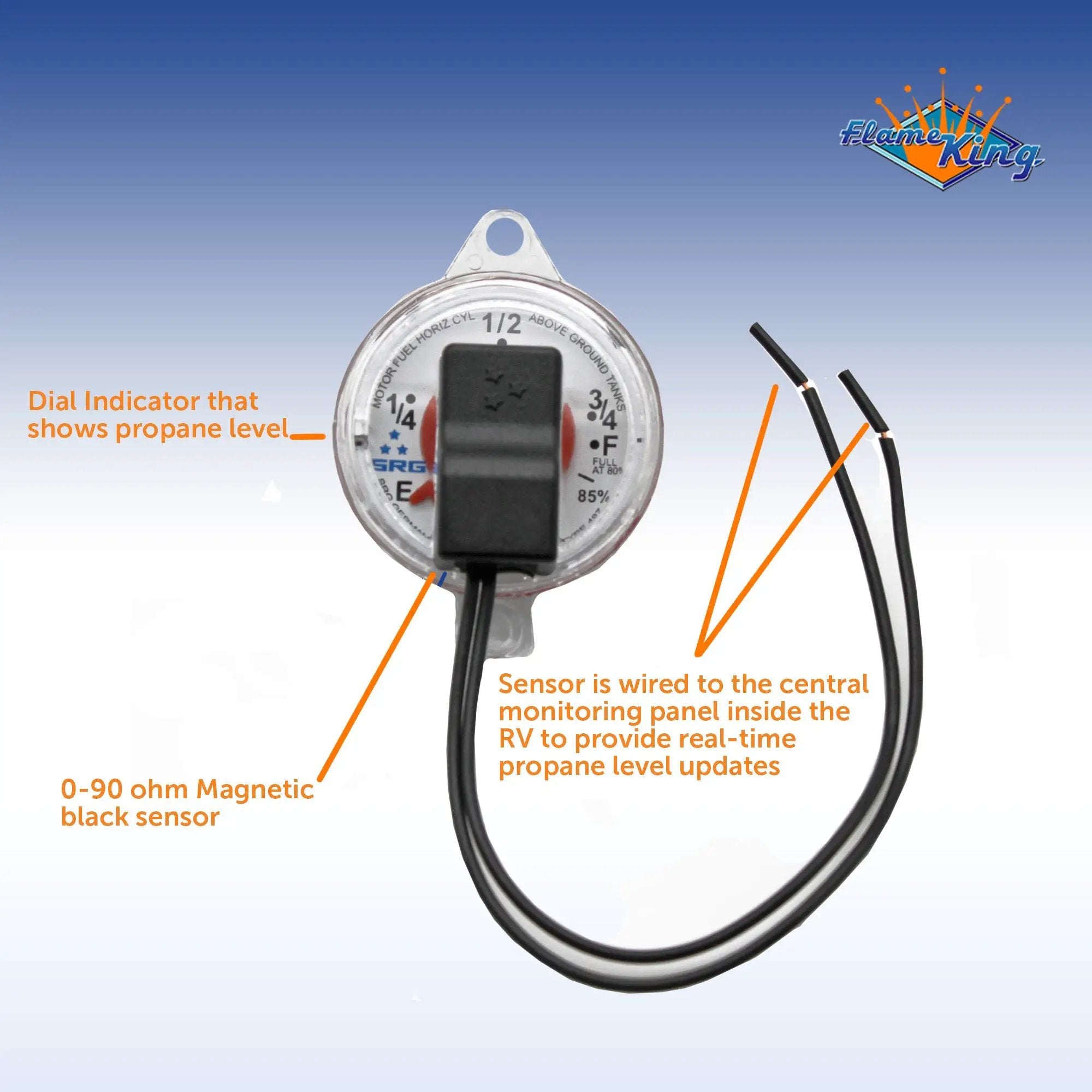 Flame King 0-90 Ohm Twin-Site Remote Dial Gauge for RV ASME Propane Tanks by Flame King Products