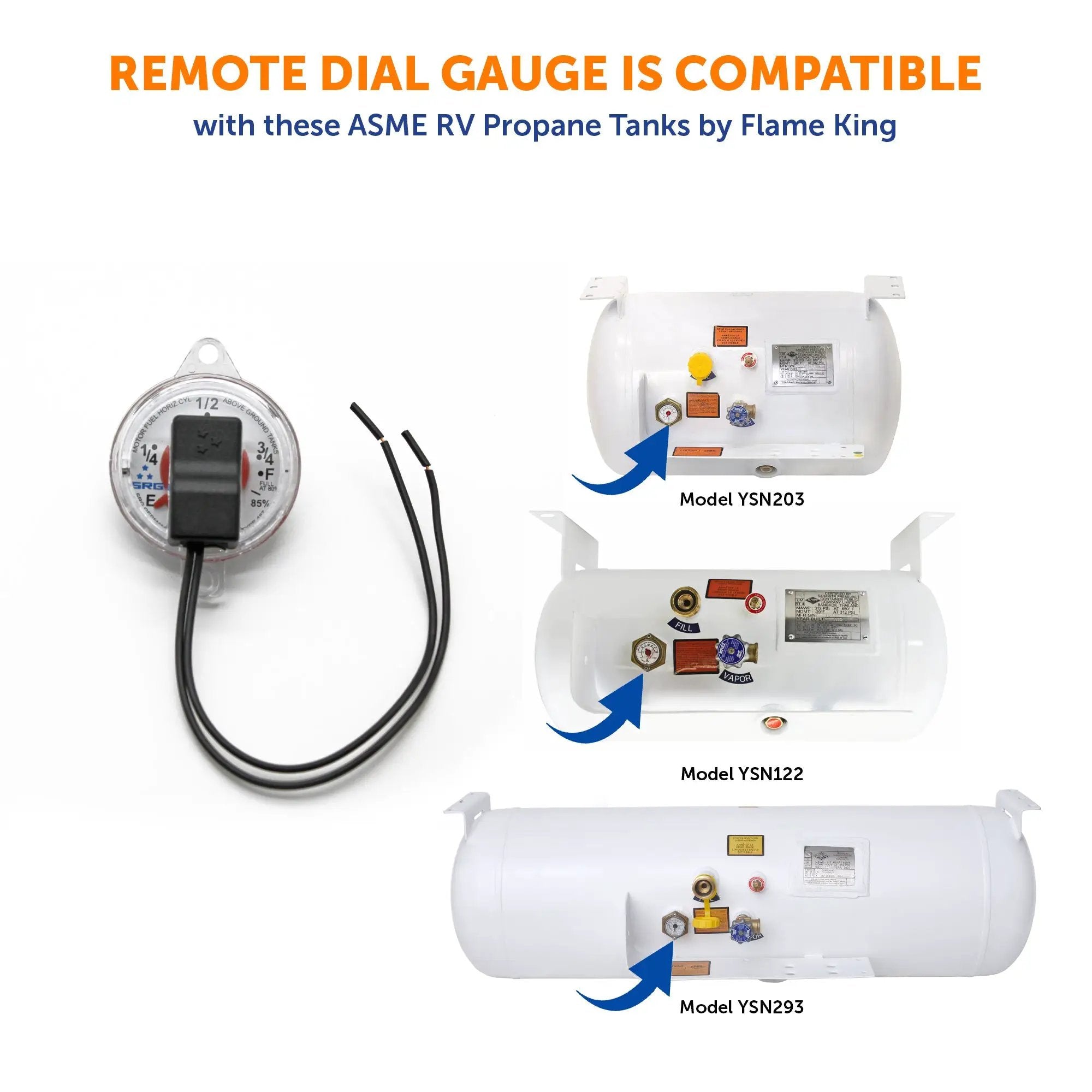 Flame King 0-90 Ohm Twin-Site Remote Dial Gauge for RV ASME Propane Tanks by Flame King Products