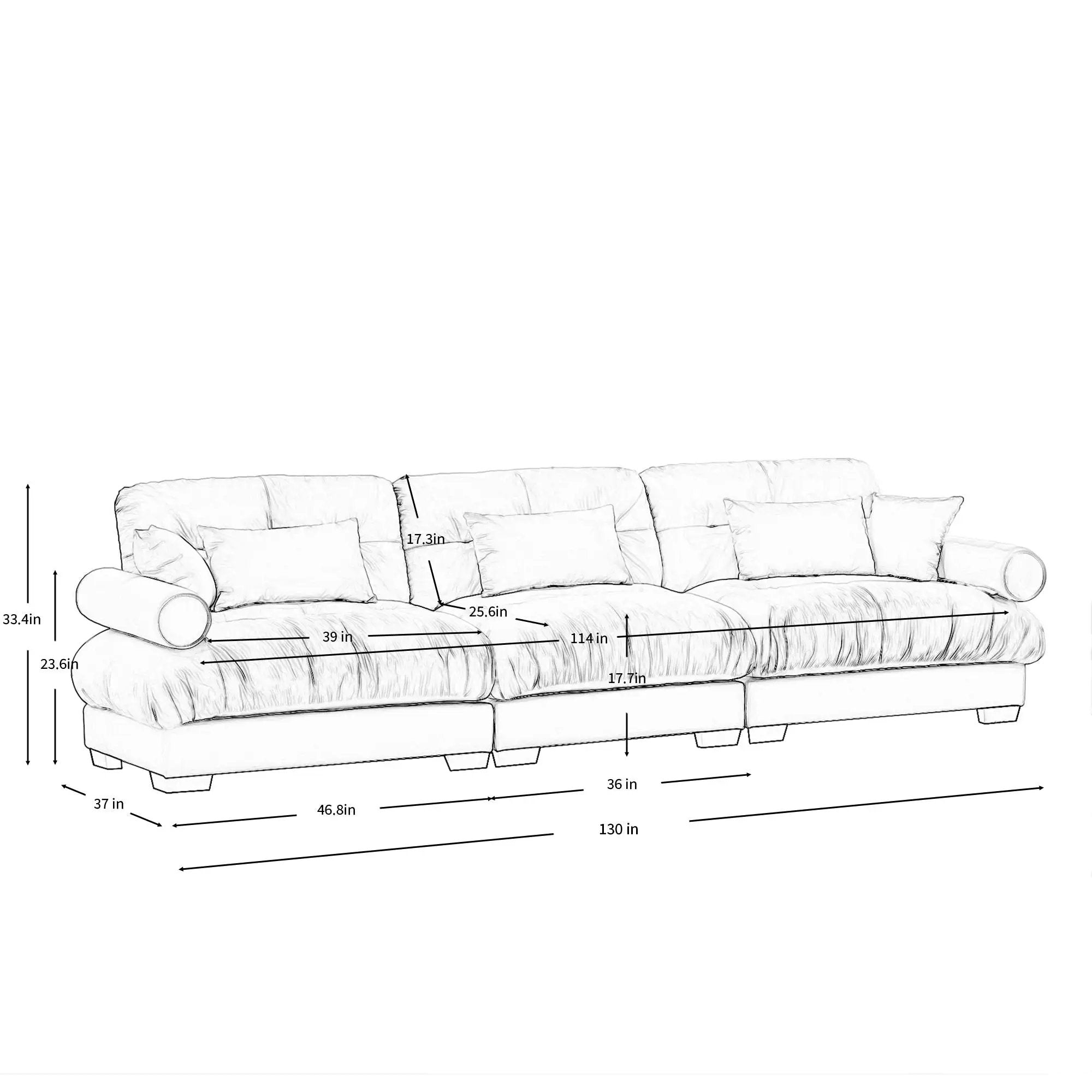 Modern Sofa With Bolstered Armrests And Pillows by HouseOfZazla