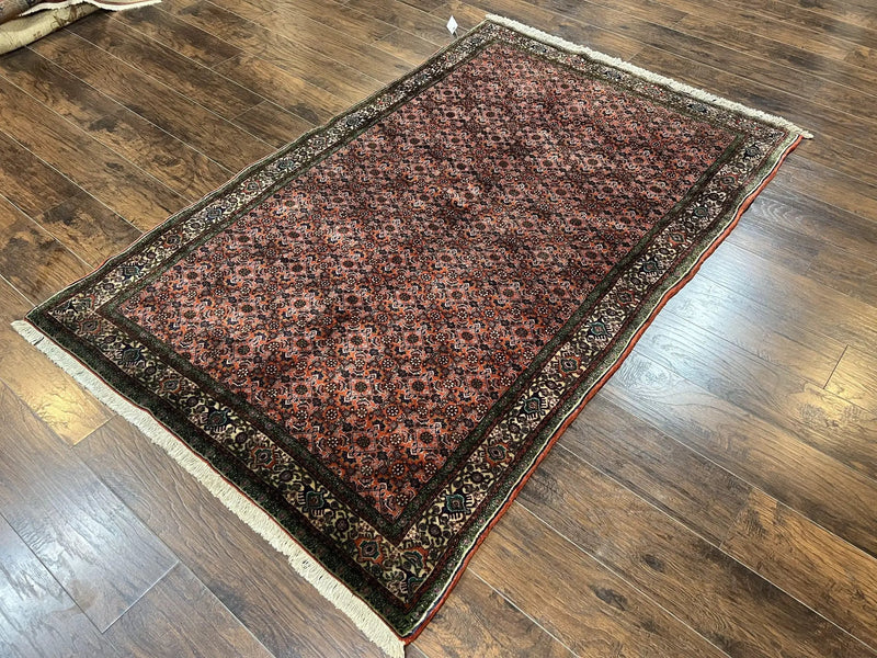 Antique Persian Bijar Rug 5x7, Allover Pattern, Hand Knotted Vintage Wool Tribal Oriental Carpet, Bidjar Rug, Red and Cream 5 x 7 ft, Handmade Rug by Jewel Rugs