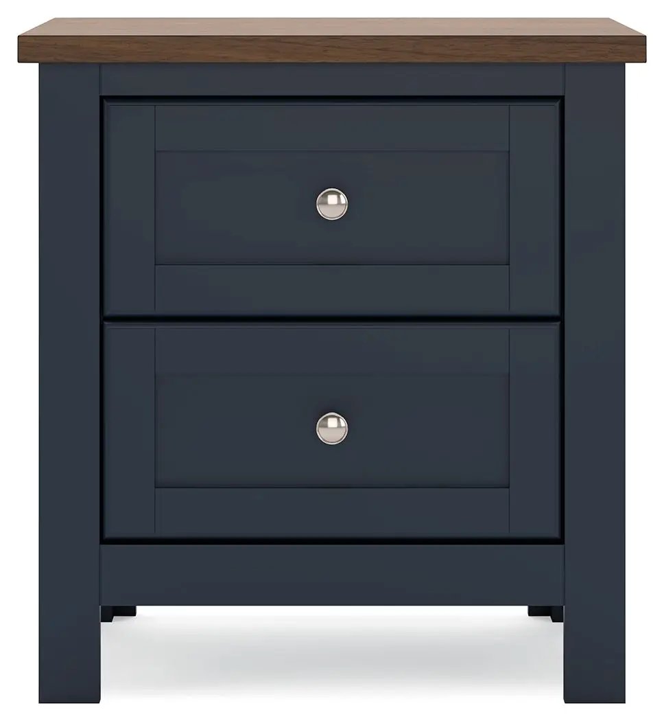 Landocken - Two Drawer Night Stand - Brown / Blue by Unique Piece Furniture