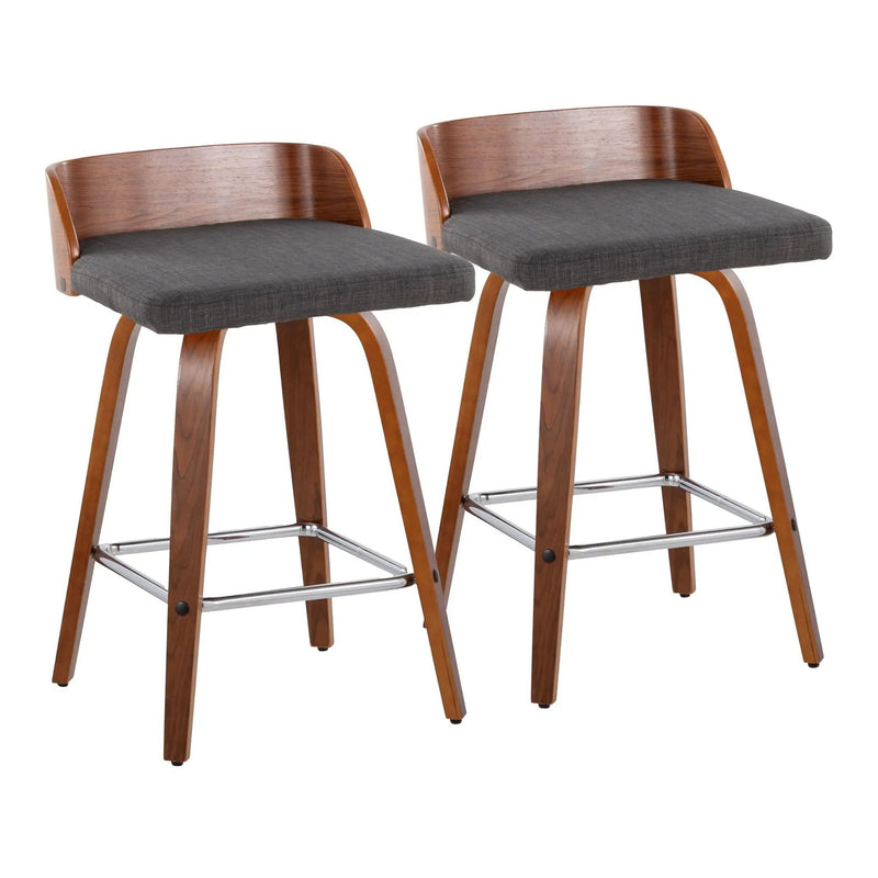 Maya - Mid Century Modern Fixed Height Counter Stool & Swivel With Square Footrest (Set of 2) by HouseOfZazla