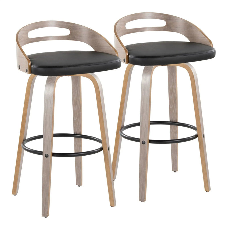 Cassis - Mid Century Modern Fixed Height Barstool With Swivel With Round Footrest (Set of 2) by Unique Piece Furniture