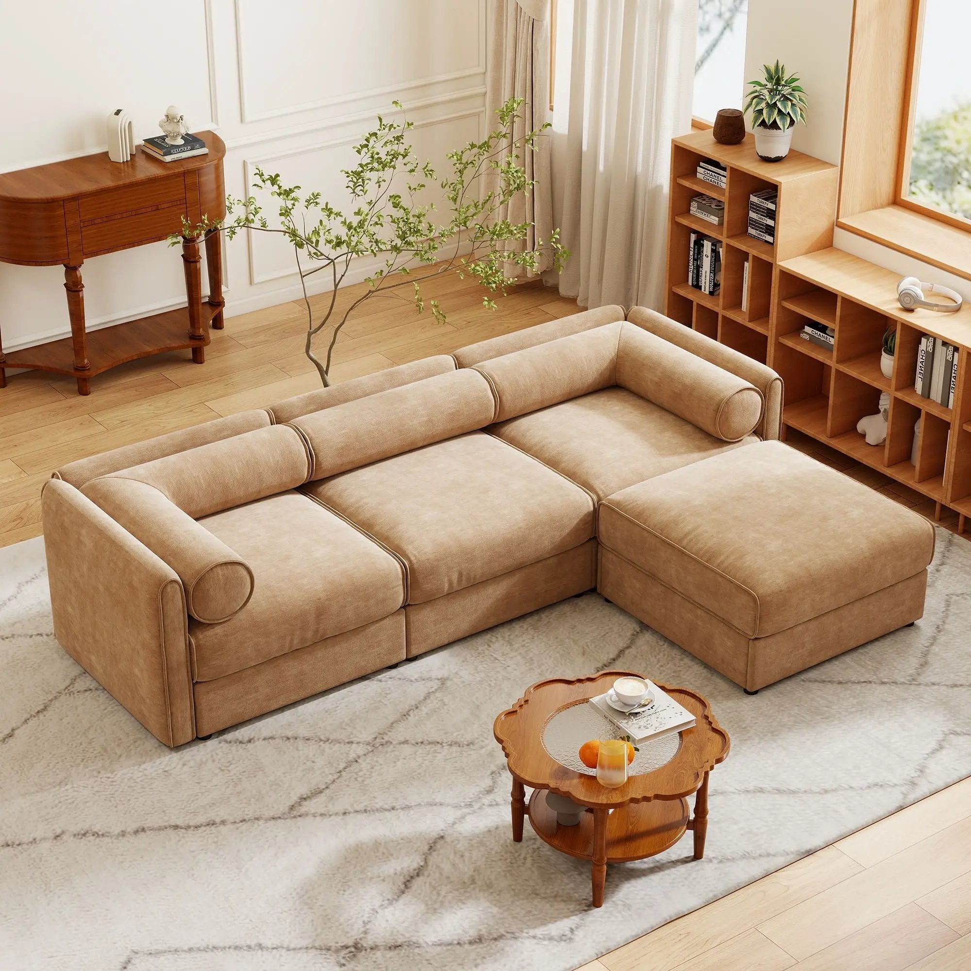 Contemporary Elegant Sofa With Storage And Ottoman by HouseOfZazla