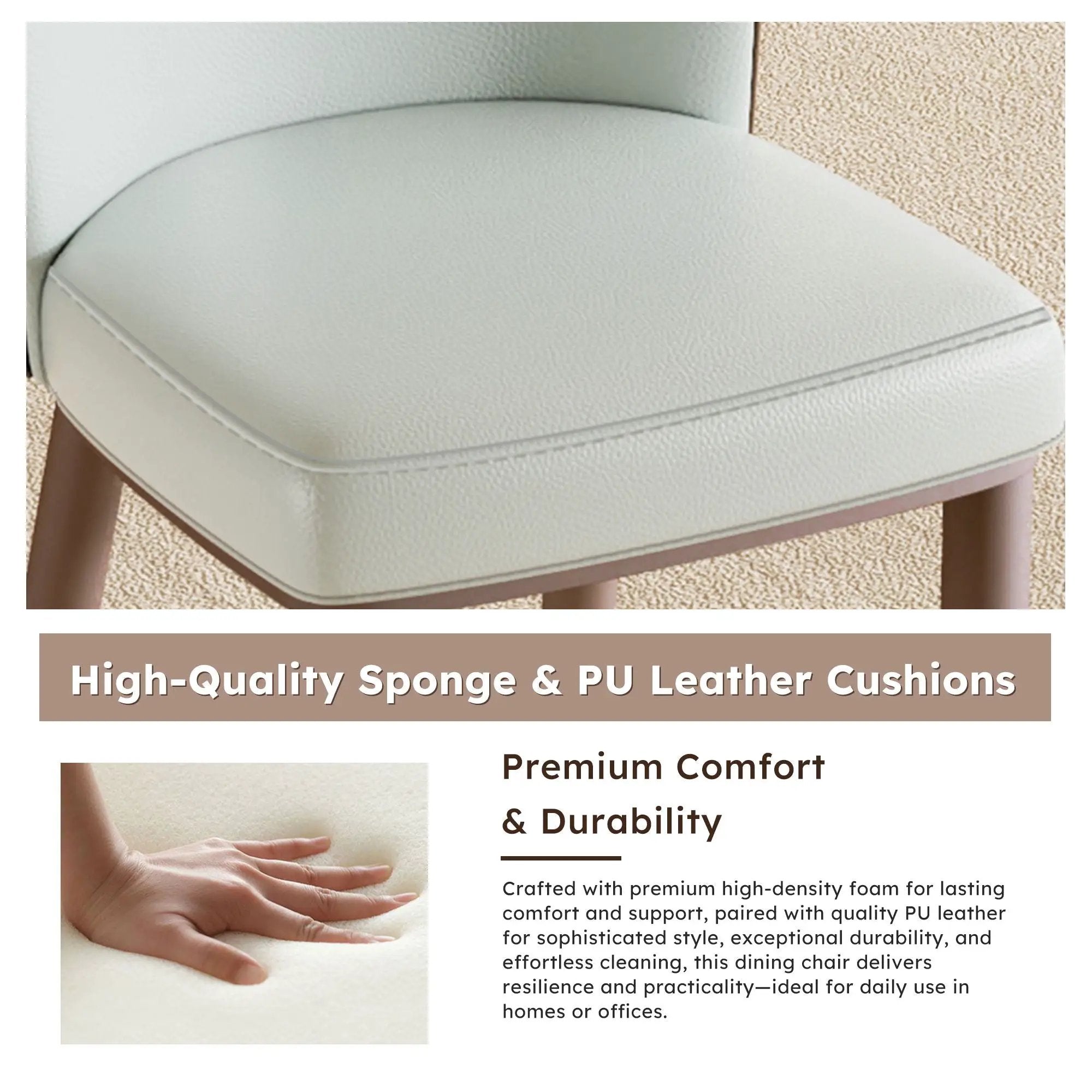 Dining Chair With Carbon Steel Legs, Comfortable Seating, (Set of 2) - White by HouseOfZazla