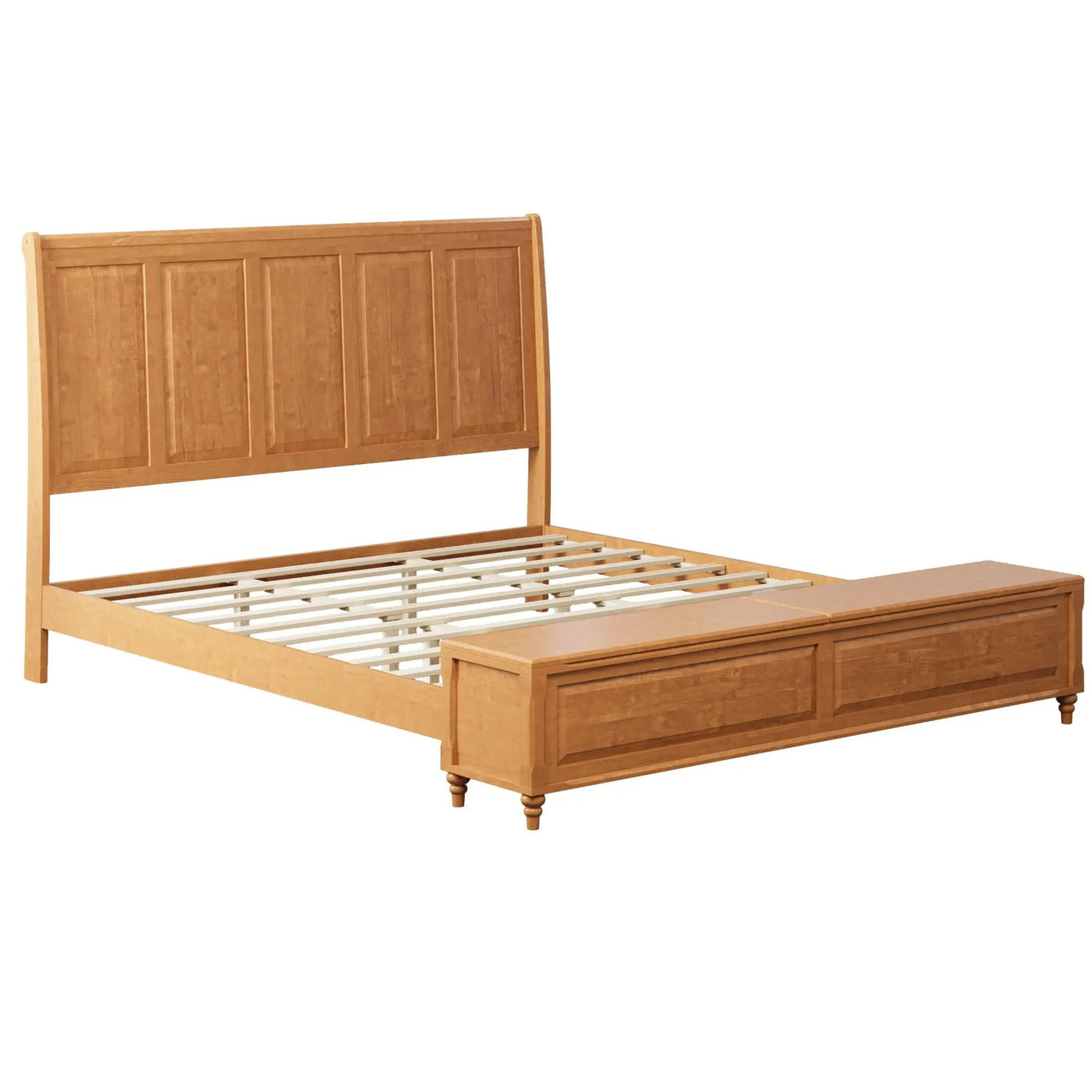 Sleigh Bed Frame With Tall Headboard And Storage Bench by HouseOfZazla