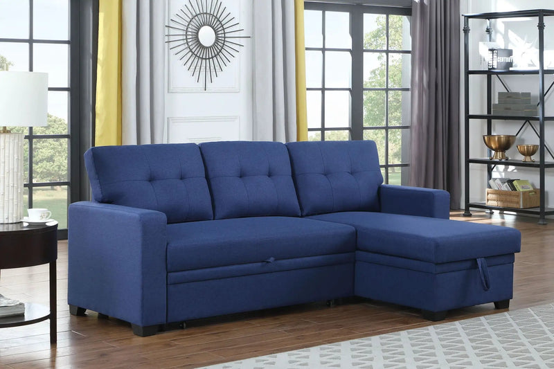 Upholstered Pull Out Sectional Sofa With Chaise by Unique Piece Furniture