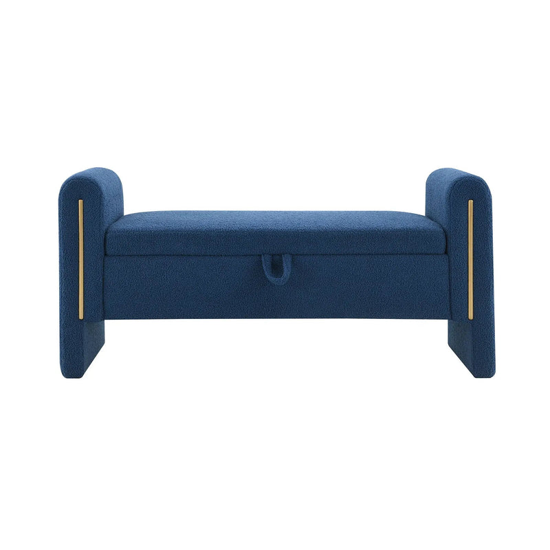 Modern Teddy Upholstered Large Bed End Bench With Arms And Storage by Unique Piece Furniture