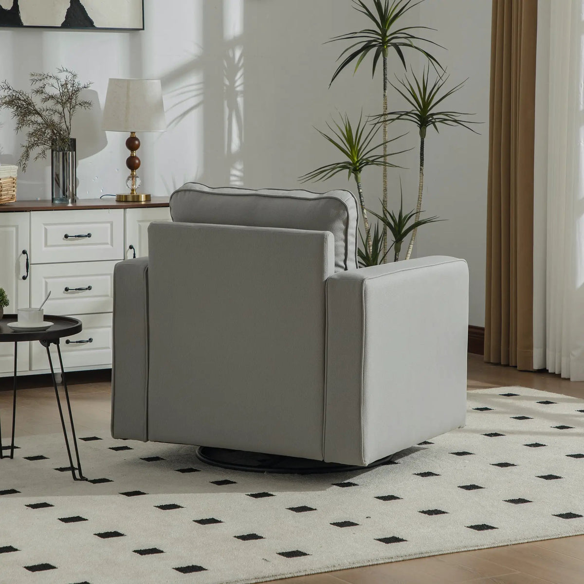 33.6''W Upholstered 360° Swivel Armchair with Hidden Storage by HouseOfZazla