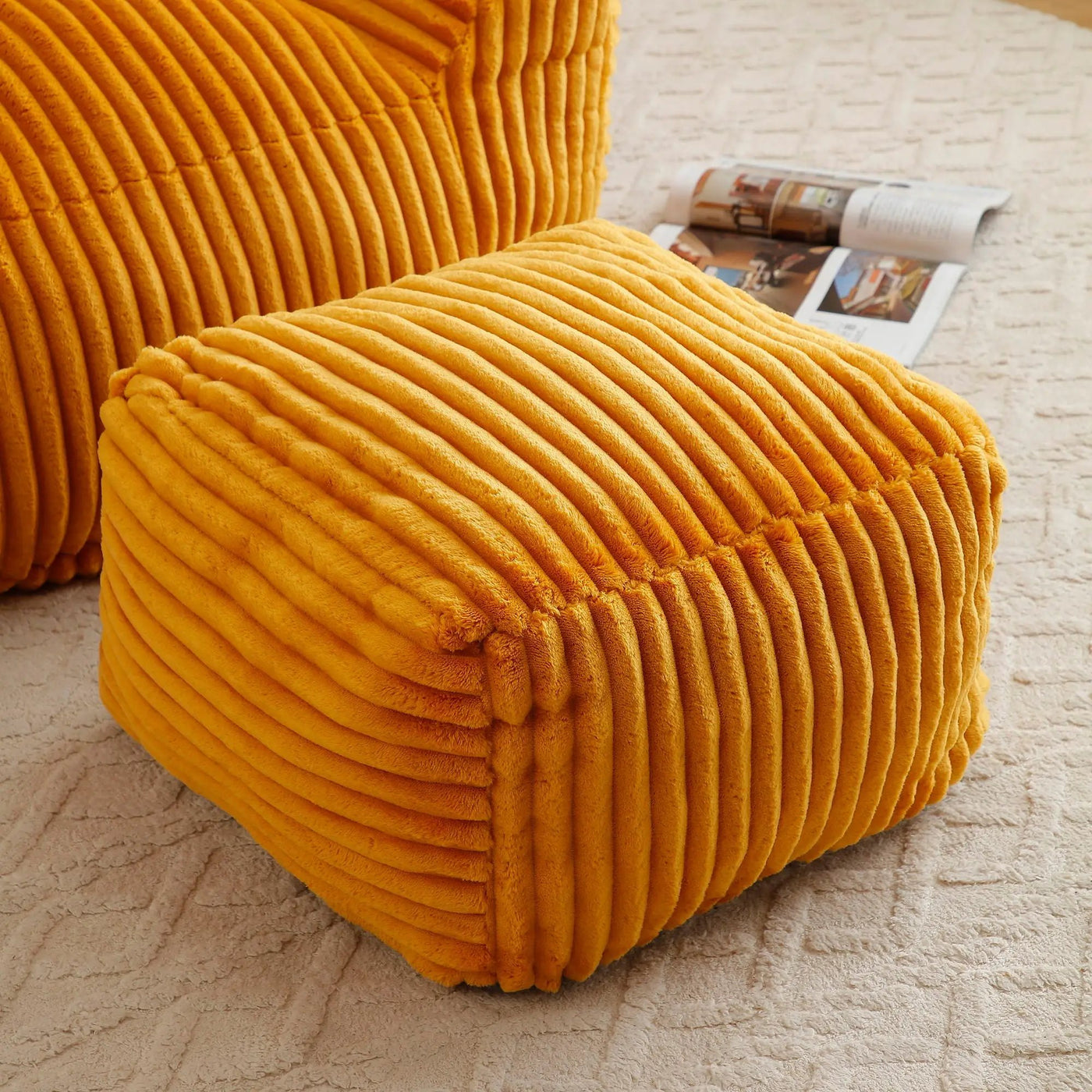 Giant Bean Bag Chair With Armrests And Footstool by Unique Piece Furniture