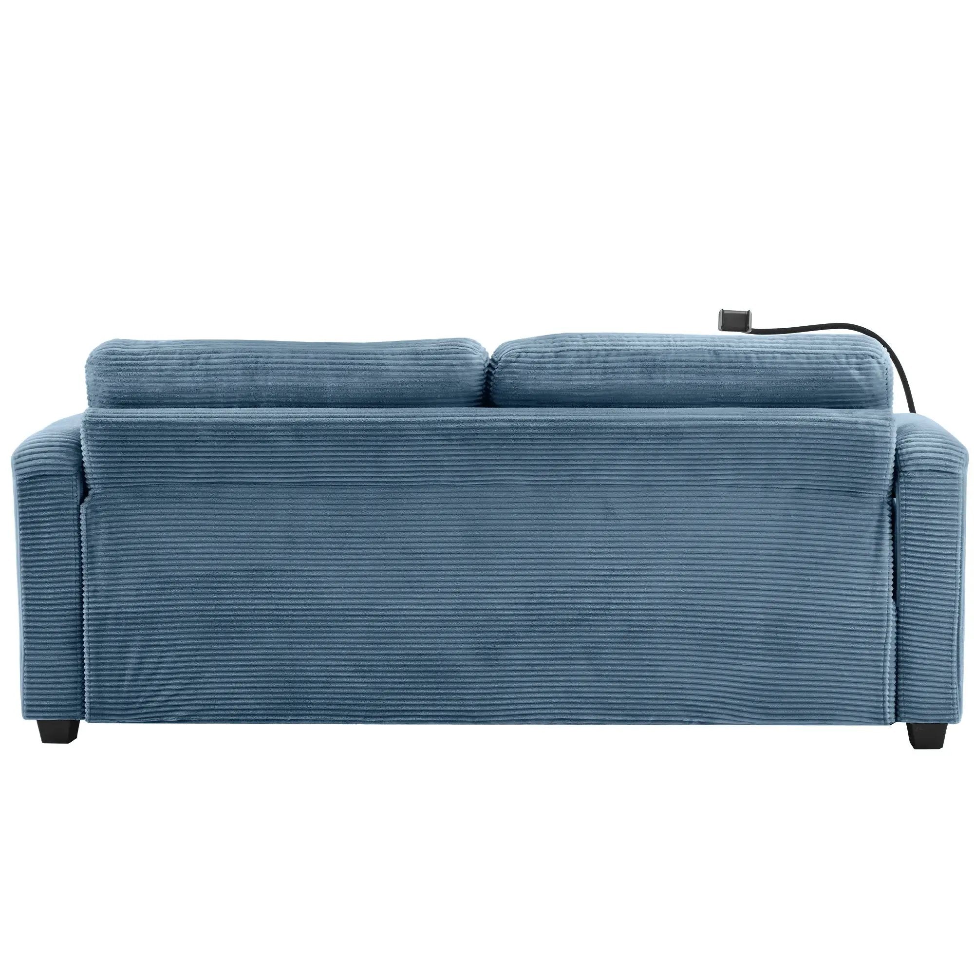 Sleeper Sofa Loveseat Sofa With Full Size Mattress, 2 USB Ports, 2 Cup Holders, 2 Side Pockets And Phone Holder by HouseOfZazla