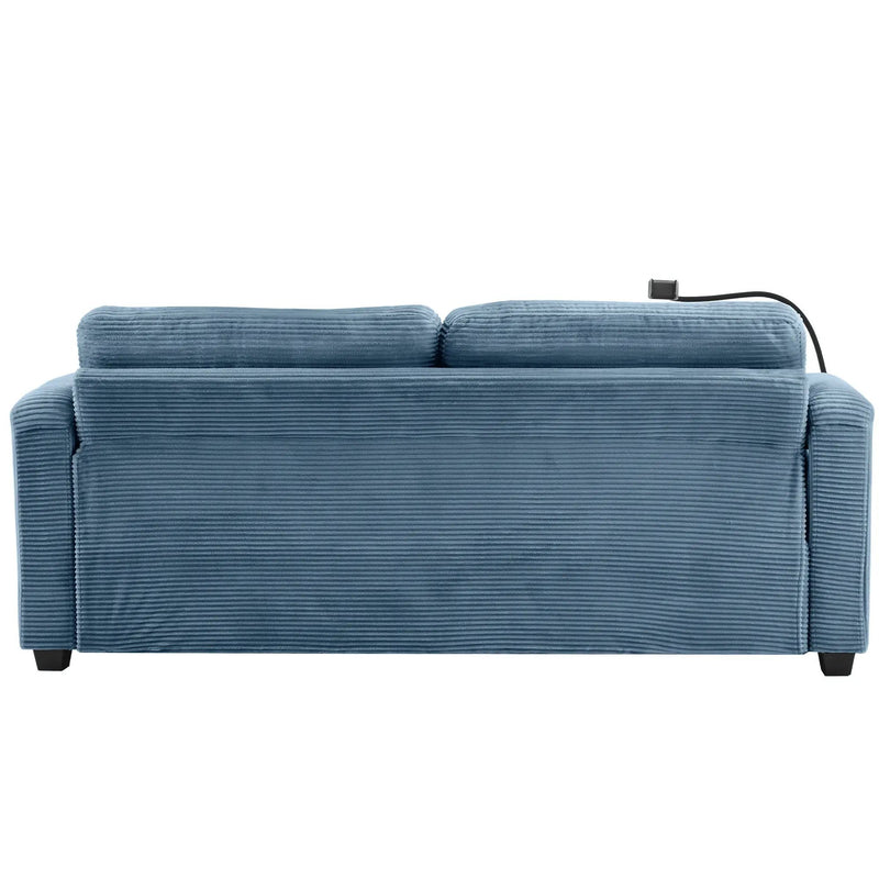 Sleeper Sofa Loveseat Sofa With Full Size Mattress, 2 USB Ports, 2 Cup Holders, 2 Side Pockets And Phone Holder by HouseOfZazla