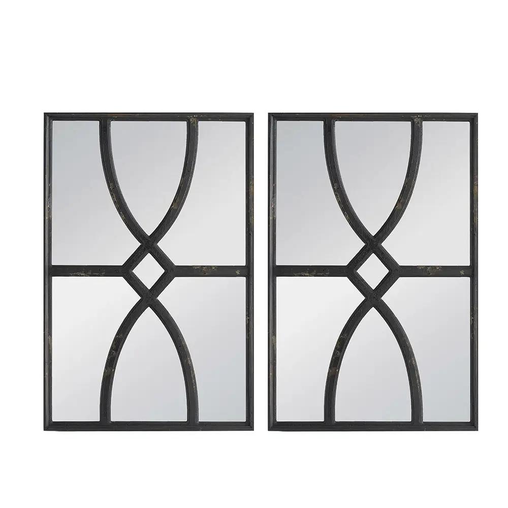 Rectangular Wooden Wall Mirror With Antique Frame, Vertical Or Horizontal Home Decor For Living Room (Set of 2) by Unique Piece Furniture
