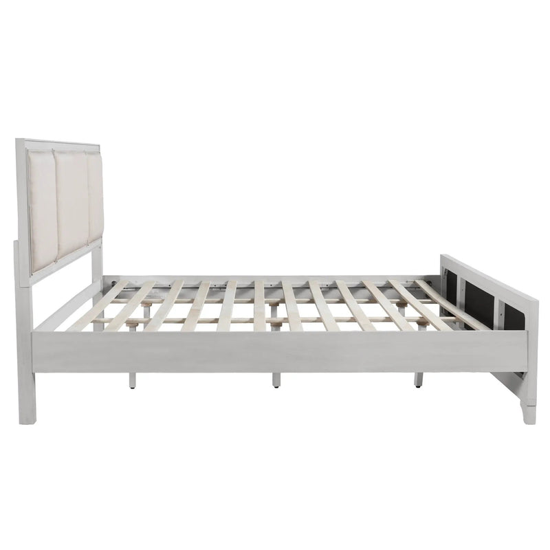 King Size Bed Frame with Upholstered Headboard by HouseOfZazla
