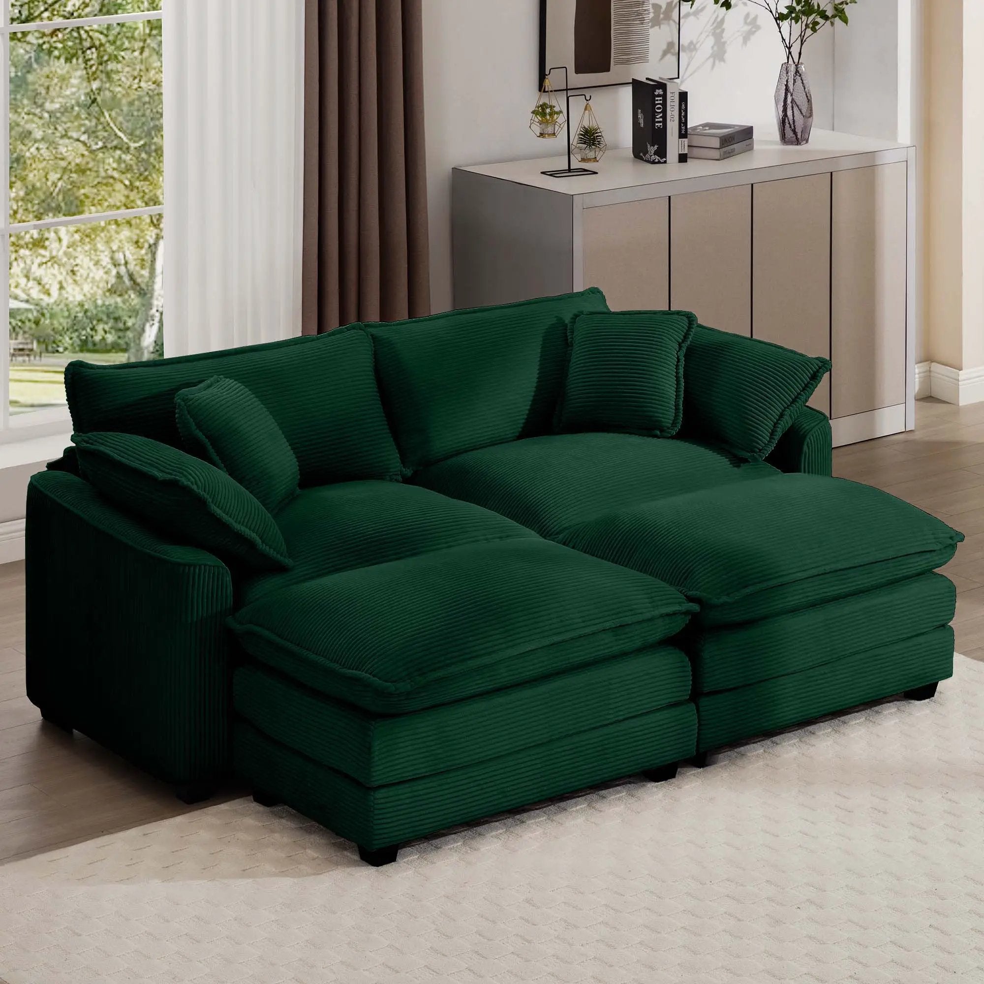 Modern Oversized Modular Cushion Sofa With Ottoman, Low Back, Deep Seating Sofa Set by HouseOfZazla
