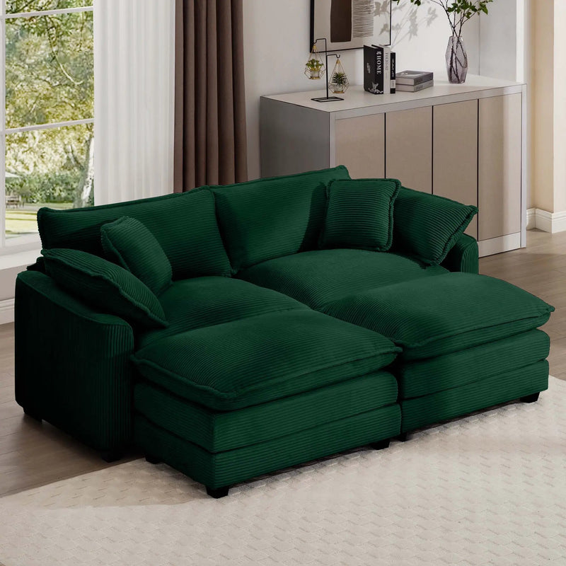 Modern Oversized Modular Cushion Sofa With Ottoman, Low Back, Deep Seating Sofa Set by HouseOfZazla