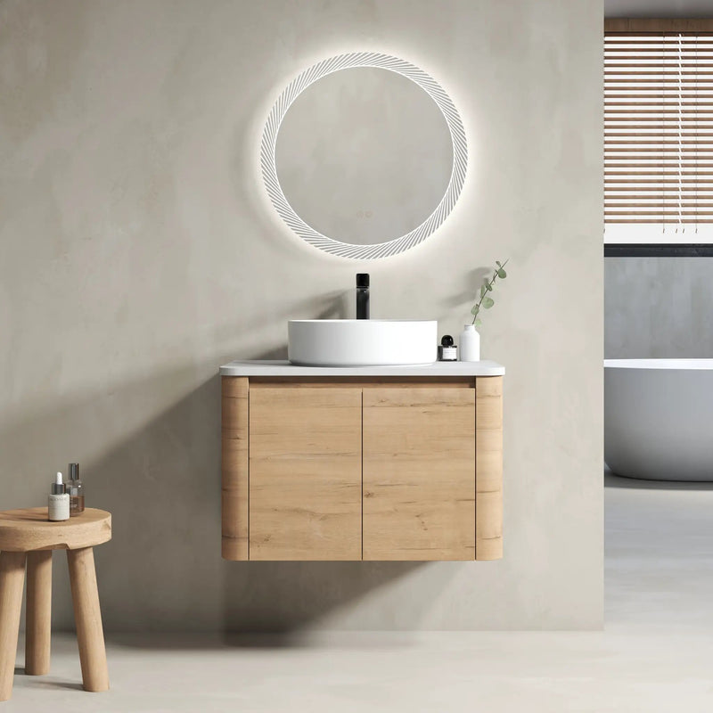 30" Wall-Mounted Bathroom Vanity With Ceramic Art Sink & 2 Soft-Close Doors by HouseOfZazla