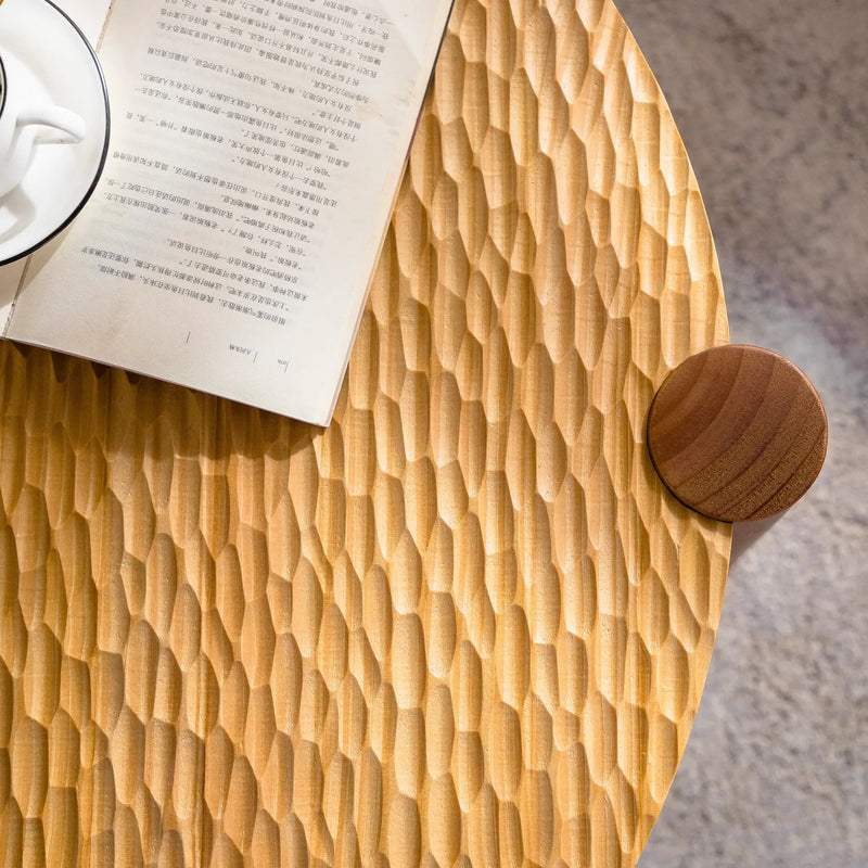 Round Coffee Table with Solid Wood for Living Room by HouseOfZazla