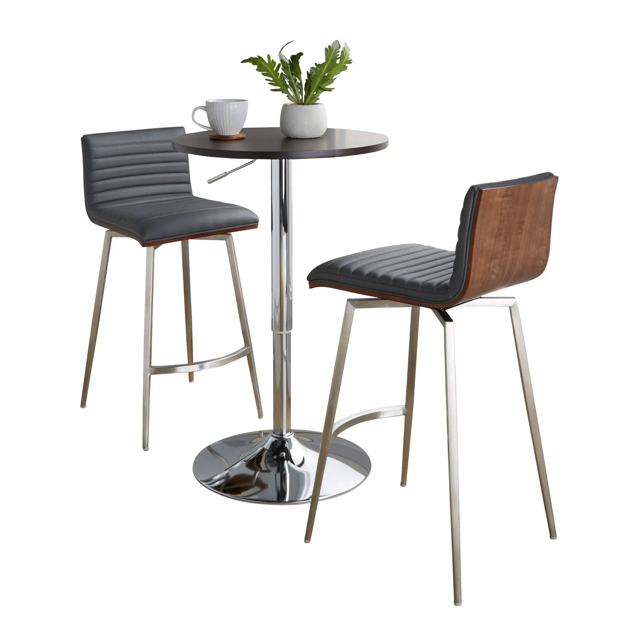 Mason - 3 Piece Swivel Mid Century Modern Counter Height Dining Set With Adjustable Table by HouseOfZazla