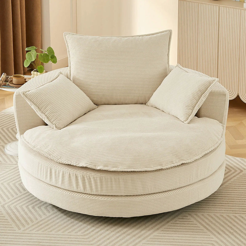 360° Swivel Accent Barrel Chair With Dual Layer Cushion And 3 Removable Pillows by HouseOfZazla