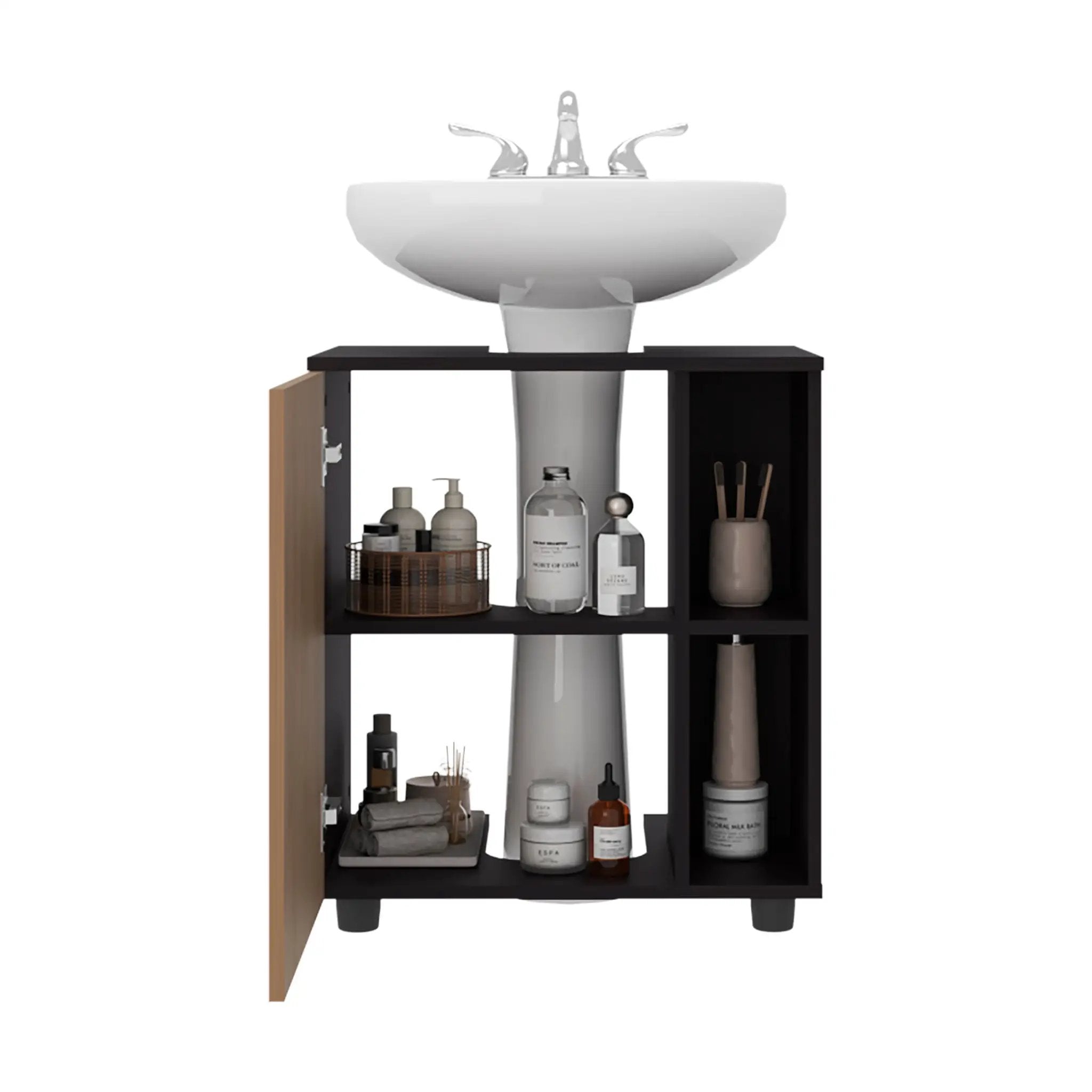 Under Sink Storage 24.4" H, 1 Door, 4 Shelves, 4 Legs by HouseOfZazla