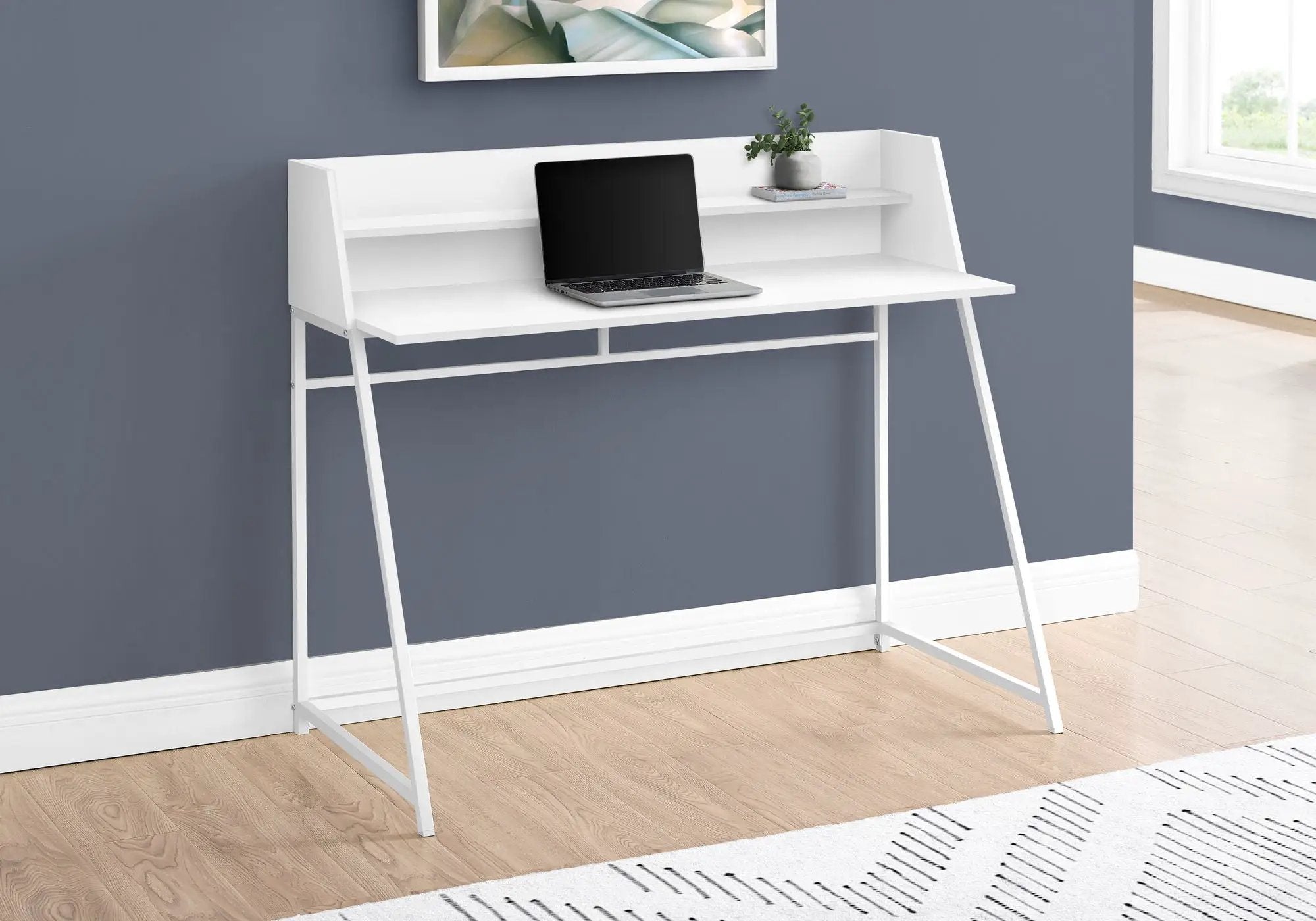 Computer Desk For Home Office, Laptop, Storage Shelves, Marble Look Contemporary & Modern by Unique Piece Furniture