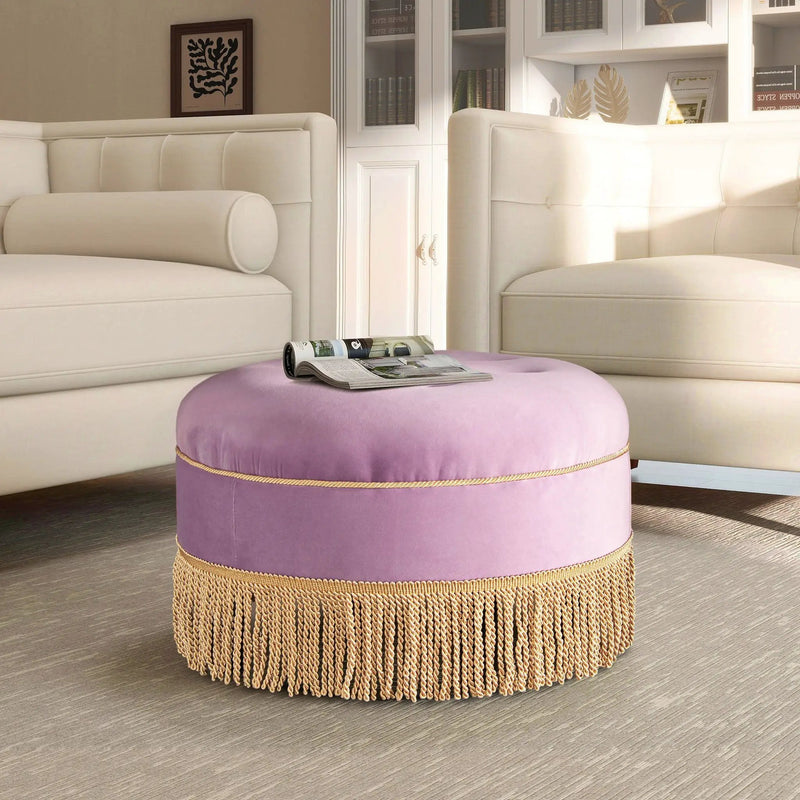 Yolanda - Round Upholstered Accent Ottoman by Unique Piece Furniture