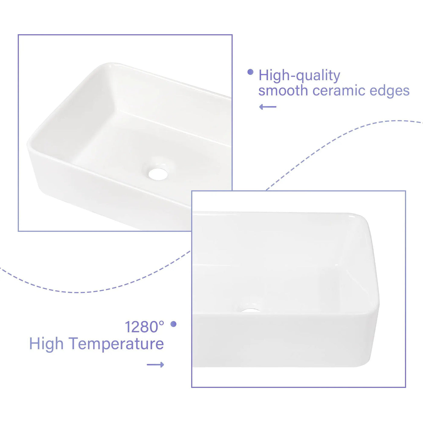 Modern European Design Ceramic Rectangular Vessel Bathroom Sink by HouseOfZazla