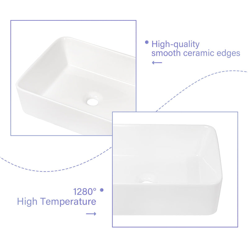 Modern European Design Ceramic Rectangular Vessel Bathroom Sink by HouseOfZazla