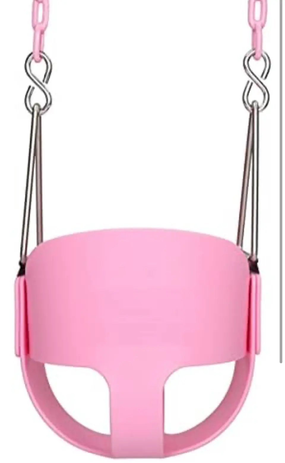 lvssiao Toddler High Back Full Bucket Swing Seat, Toddler Swing Seat with Heavy Duty Plastic Coated Chain + Snap Hooks + Tree Hanging Straps Kids Swing Set Accessories (Pink) by Selzalot